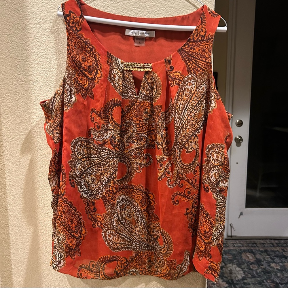 Peter Nygard Orange Paisley Blouse